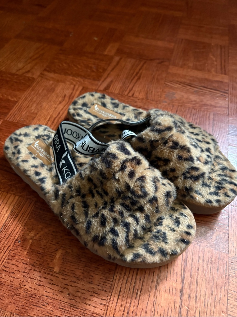 UGG Leopard-Print Furry Slide in Tan and Black